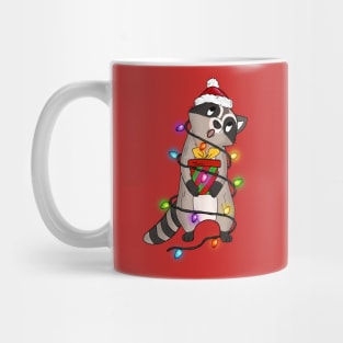 Raccoon Christmas Lights Funny Trash Panda Xmas Gift Mug